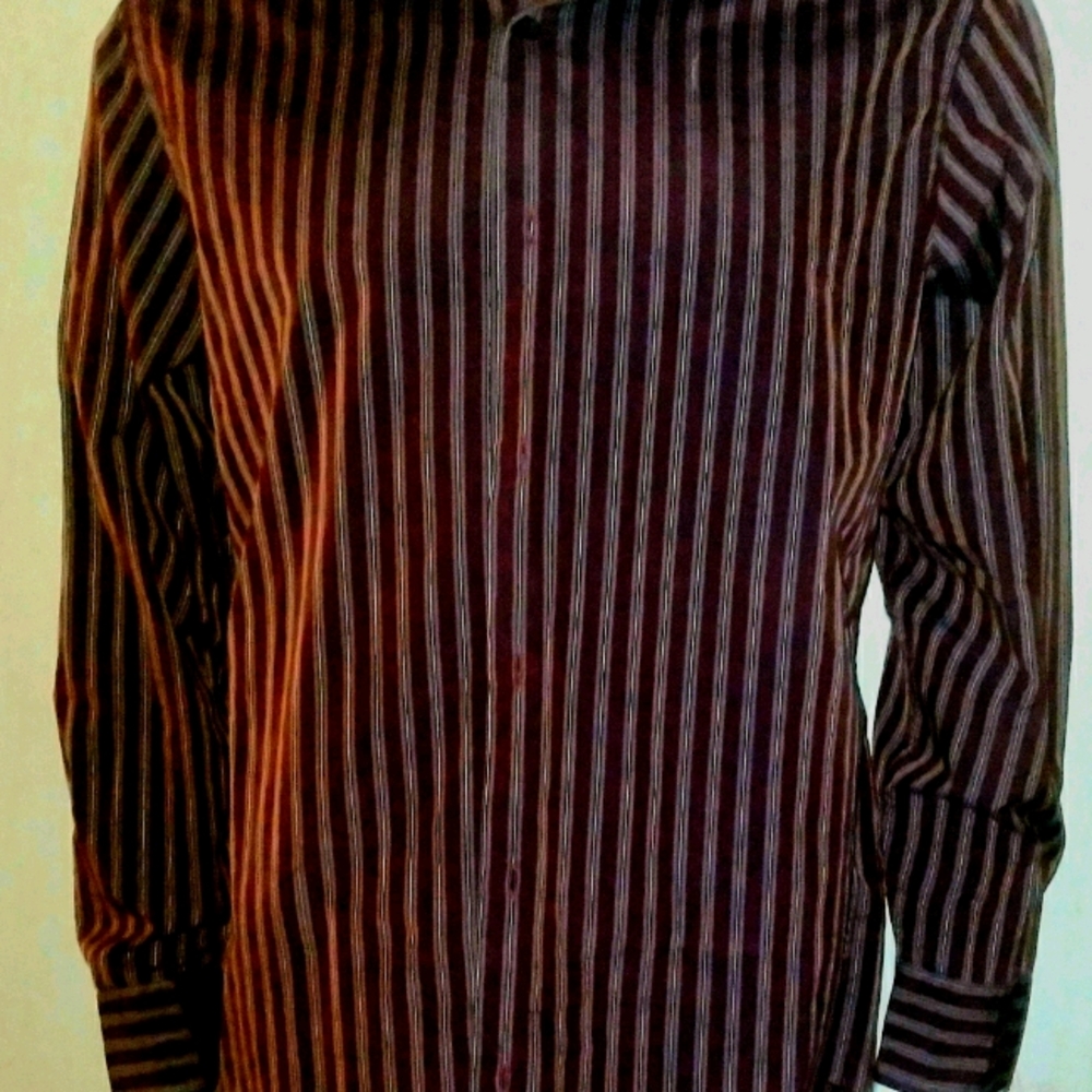 MENS LARGE BANANA REPUBLIC LOG SLEEVE DRESS SHIRT